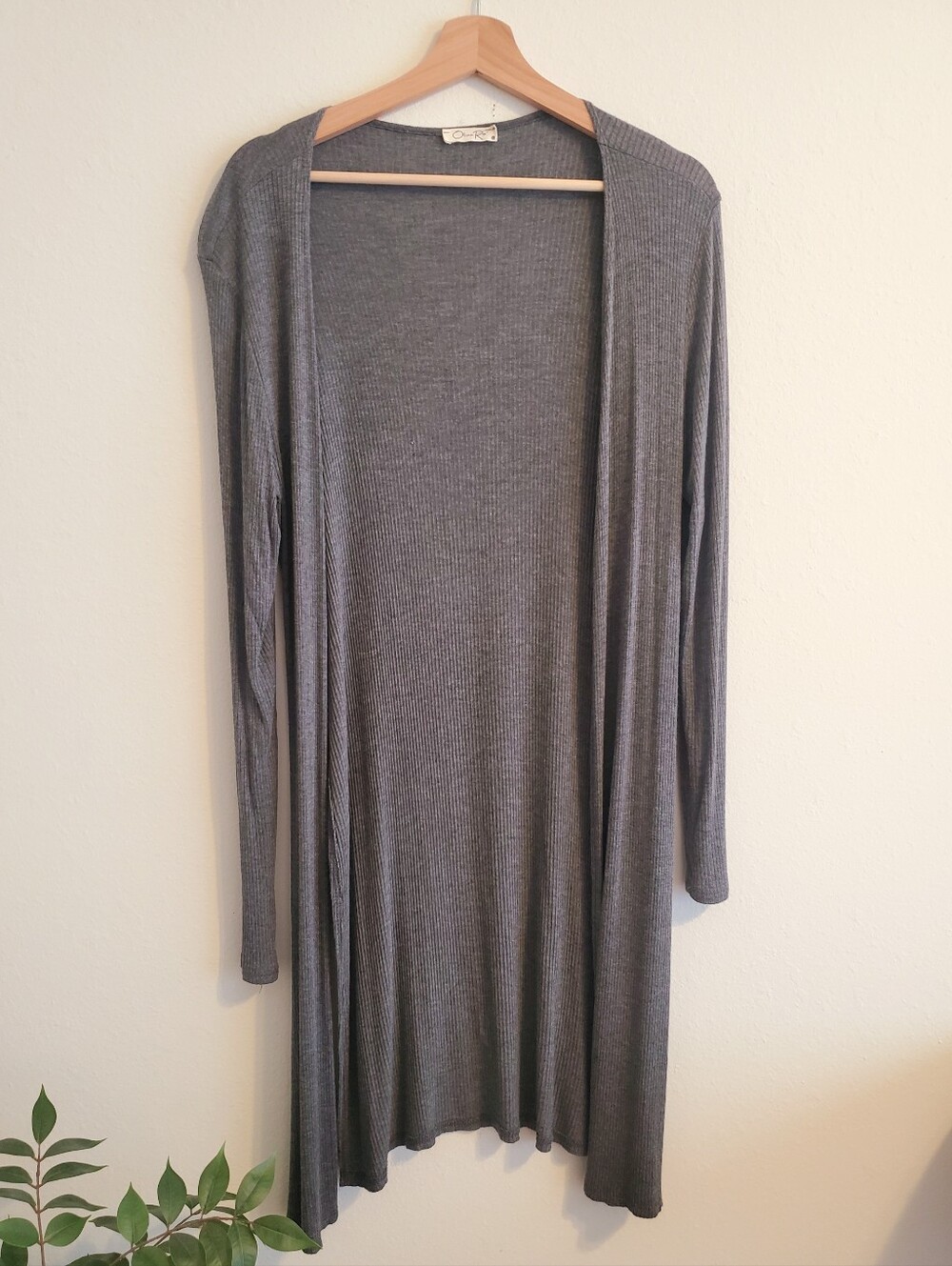 Long Grey Cardigan With Side Slit Detail - Lightweight, Super Soft, Size Small